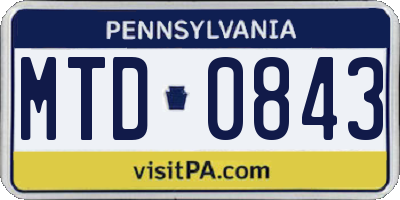 PA license plate MTD0843