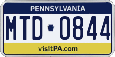 PA license plate MTD0844