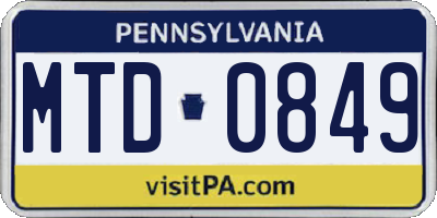 PA license plate MTD0849