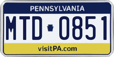 PA license plate MTD0851