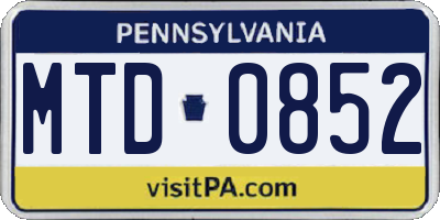 PA license plate MTD0852