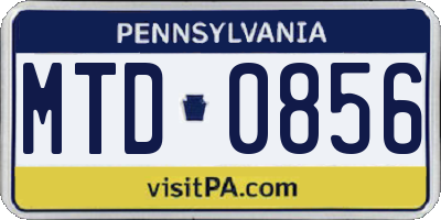 PA license plate MTD0856