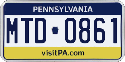 PA license plate MTD0861