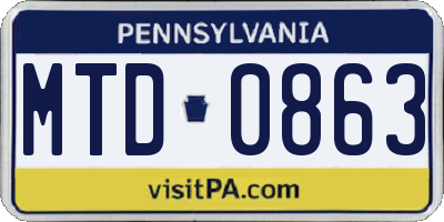 PA license plate MTD0863
