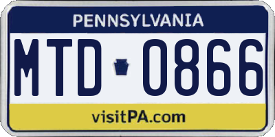 PA license plate MTD0866