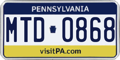 PA license plate MTD0868