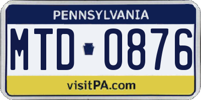PA license plate MTD0876