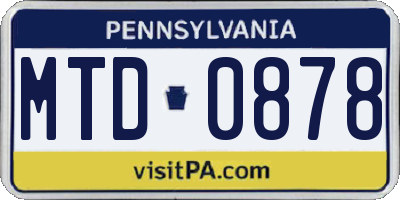 PA license plate MTD0878