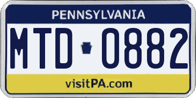 PA license plate MTD0882