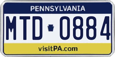 PA license plate MTD0884