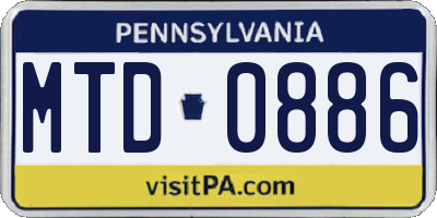 PA license plate MTD0886