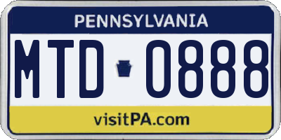 PA license plate MTD0888