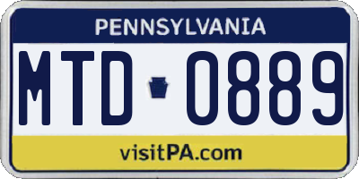 PA license plate MTD0889