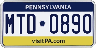PA license plate MTD0890
