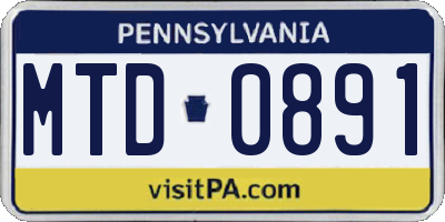 PA license plate MTD0891