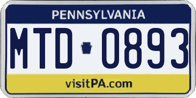 PA license plate MTD0893