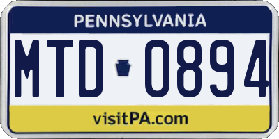 PA license plate MTD0894