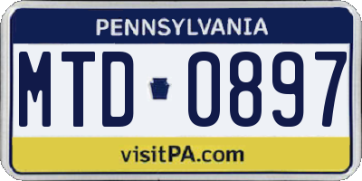 PA license plate MTD0897