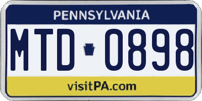 PA license plate MTD0898