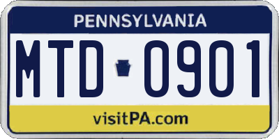 PA license plate MTD0901