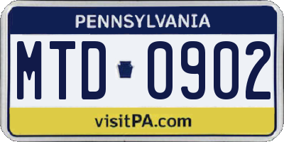 PA license plate MTD0902