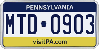 PA license plate MTD0903