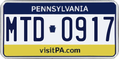 PA license plate MTD0917