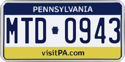 PA license plate MTD0943