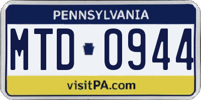PA license plate MTD0944