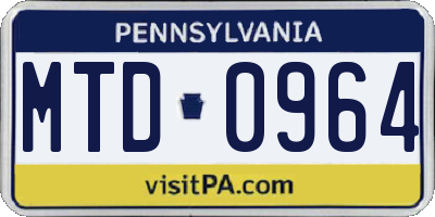 PA license plate MTD0964