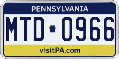 PA license plate MTD0966