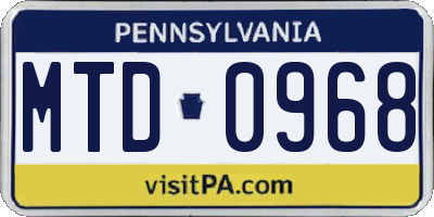 PA license plate MTD0968