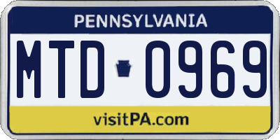 PA license plate MTD0969