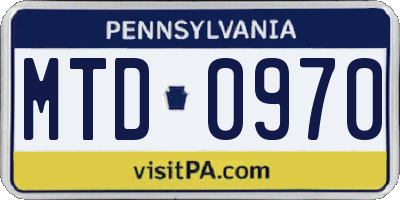 PA license plate MTD0970