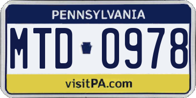 PA license plate MTD0978
