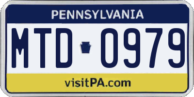 PA license plate MTD0979