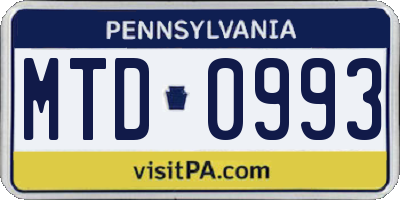 PA license plate MTD0993