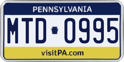 PA license plate MTD0995