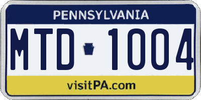 PA license plate MTD1004