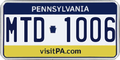 PA license plate MTD1006