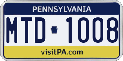 PA license plate MTD1008
