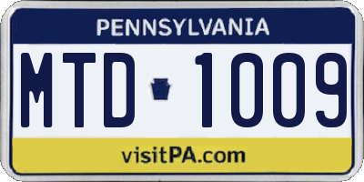 PA license plate MTD1009
