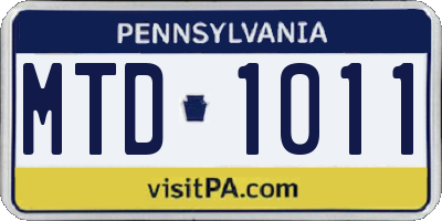 PA license plate MTD1011