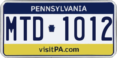 PA license plate MTD1012