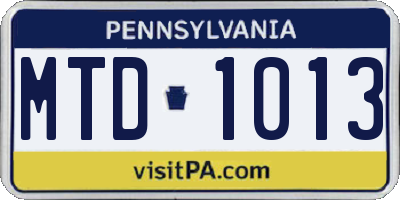 PA license plate MTD1013