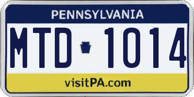 PA license plate MTD1014