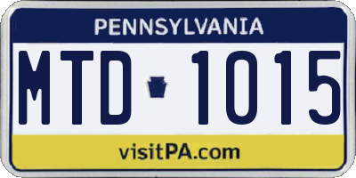 PA license plate MTD1015