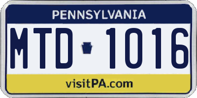 PA license plate MTD1016