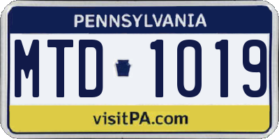 PA license plate MTD1019