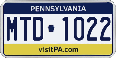 PA license plate MTD1022